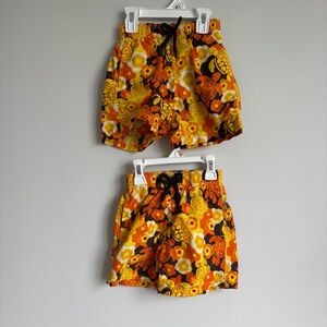 2 Vilebrequin Kids Floral Shorts in Orange and Yellow Size 6